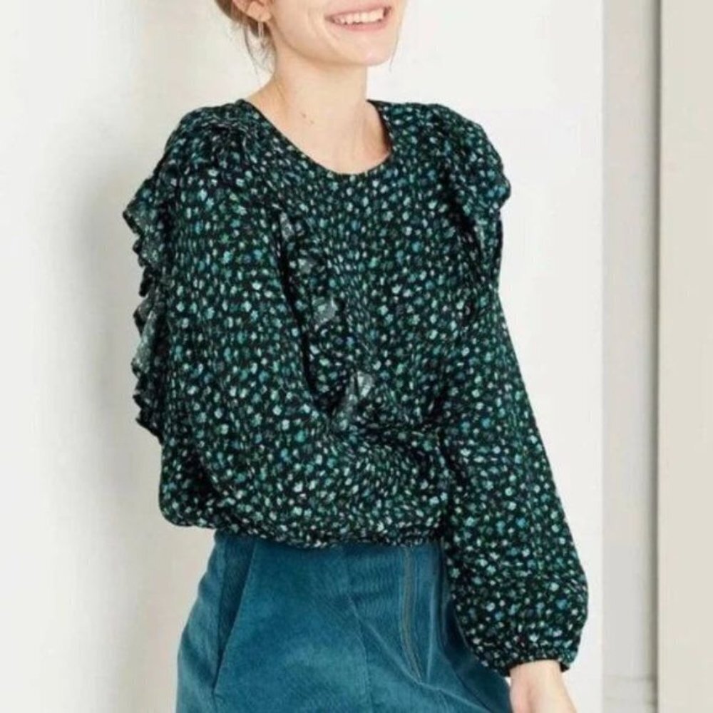 Wild Fable Womens Blouse Ruffle Long Sleeve Floral Top Lightweight XS New